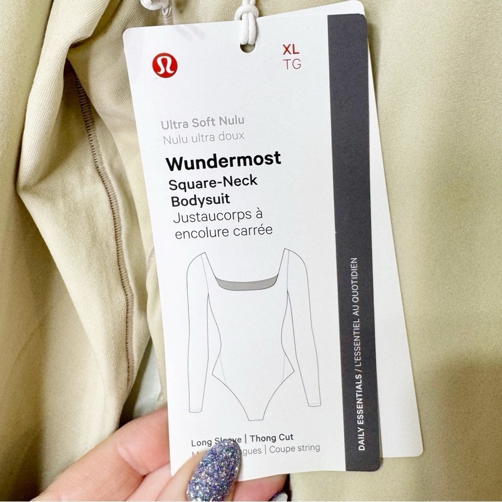 Lululemon Wundermost Nulu Square-Neck Bodysuit Long Sleeve Mojave Tan XL NWT - Picture 8 of 9
